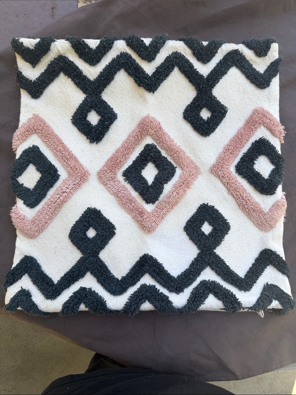 H&M Geometric Tufted Accent Pillow - Black, White & Blush Pink